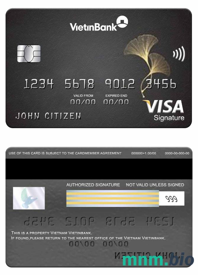 Vietnam Vietinbank visa podpis karta przykład w formacie PSD